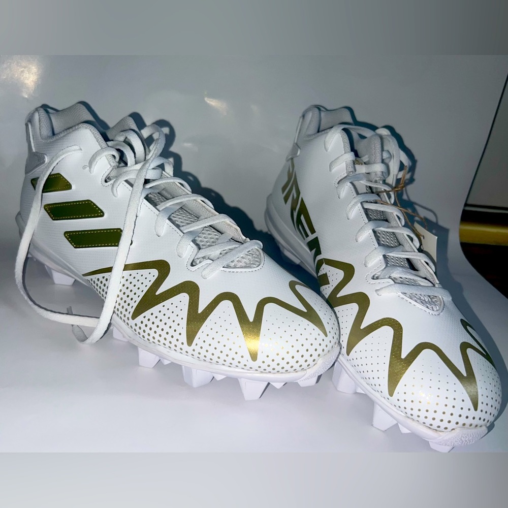 NEW Adidas Freak Spark Mid "White/Metallic Gold" Men's Football Cleats